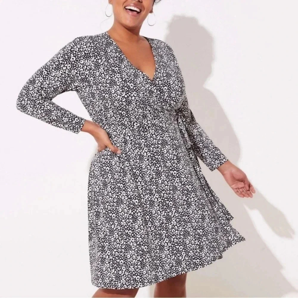 LOFT Leopard Print Wrap Dress Size 0 NWOT